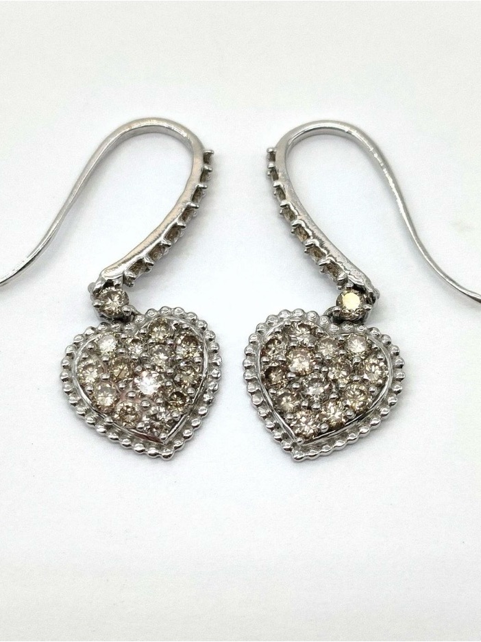 Natural Diamond 1 Ct White Gold Dangling Earrings In 18k